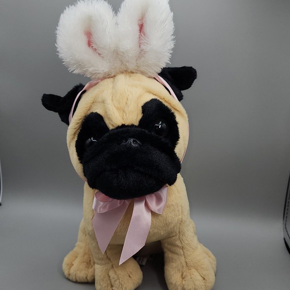 Ganz Easter Pug Plush Puppy Dog Bunny Ears Realistic Stuffed Animal Toy - Picture 10 of 12